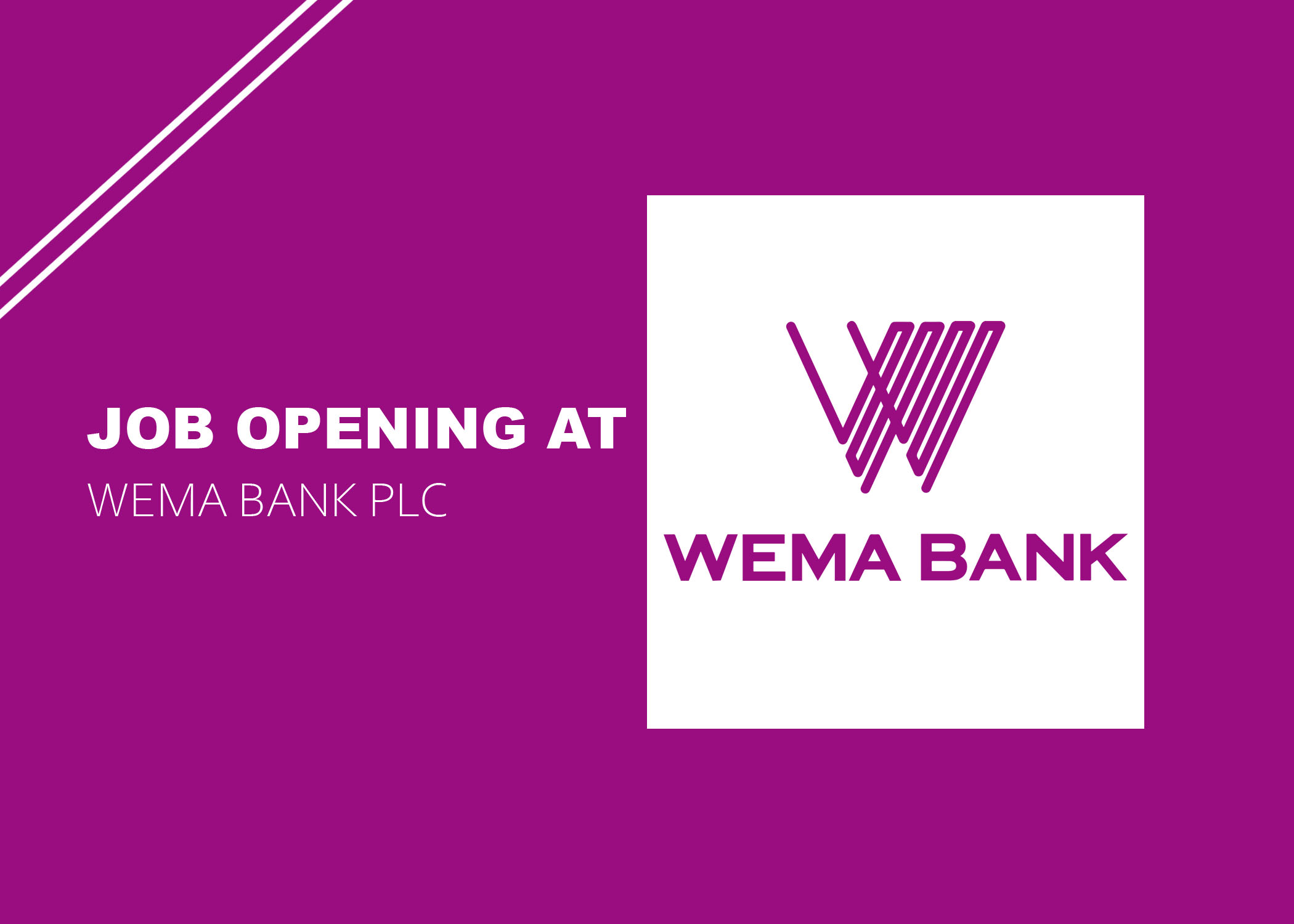 SARA Program Manager at Wema Bank Plc